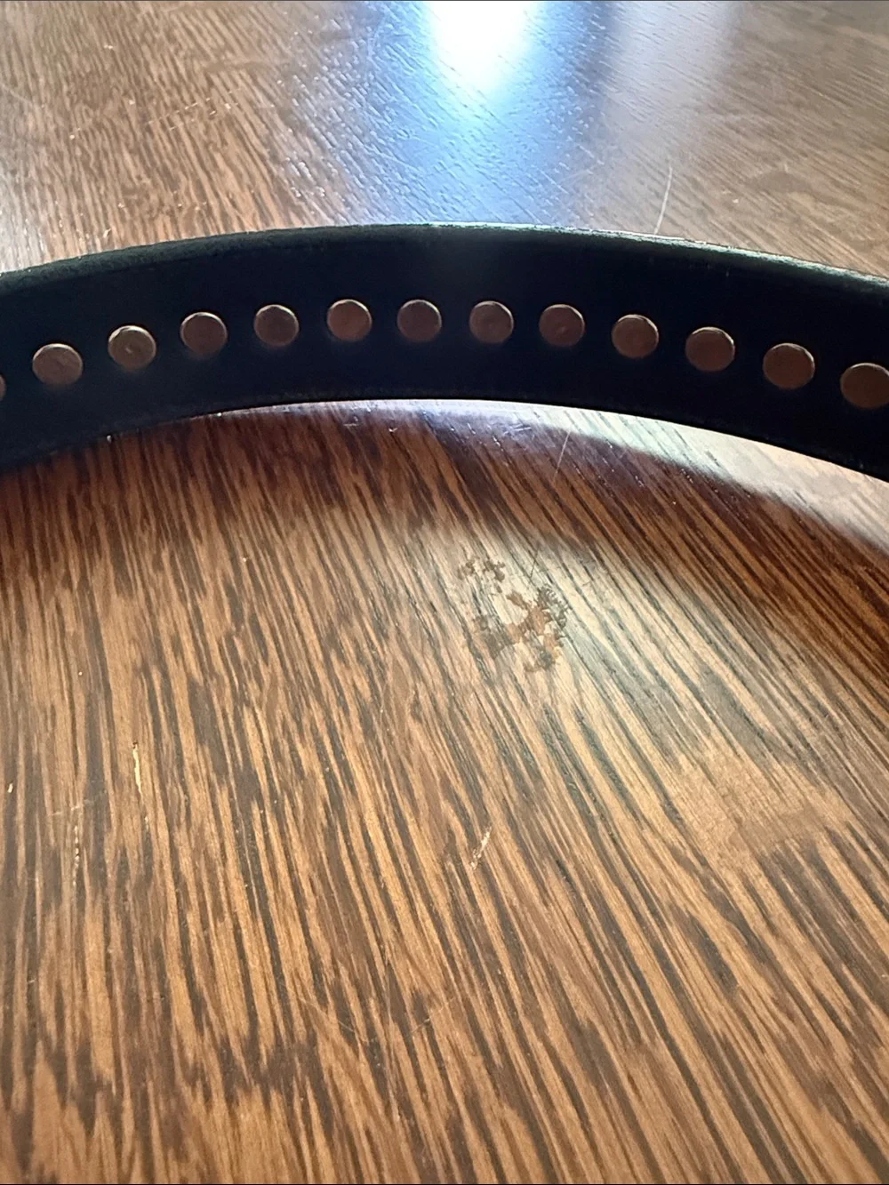 Riveted cowboy Crome Western Black Studded Belt with Silver buckle - 34” waist